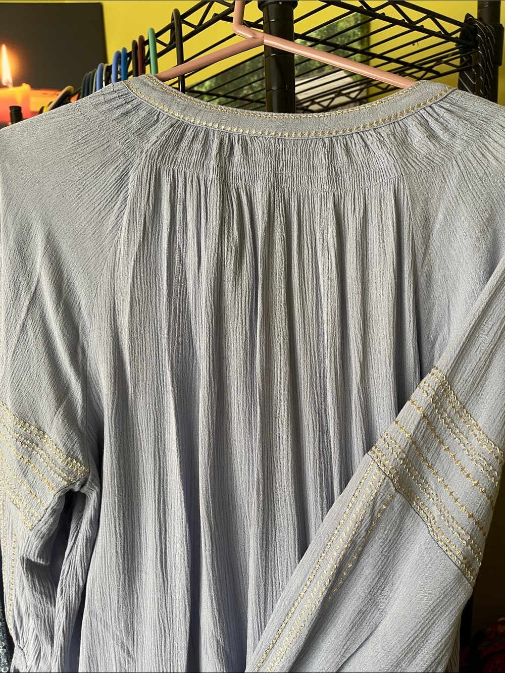 Cato Light Blue Embroidered V-Neck Tunic